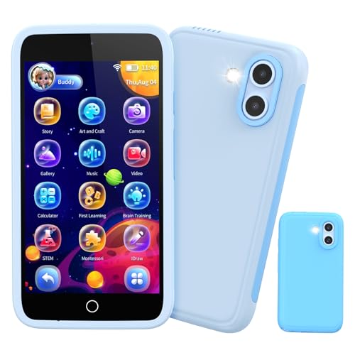 Photo 1 of **HAS SOME SCRATCHS ON THE SCREEN**
Kids Smart Phone, 3.97" Touchscreen Learning Toy, Dual Camera with 45+ Fun Stickers, 16GB Kids Cell Phone with 210+ Puzzle Games and 190+ Drawing, Perfect Birthday for Ages 3–12