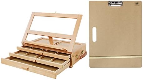 Easels Three Floors with A3 Sketch Board Wooden Desktop Drawer Type Picture Box Portable Advertising Wedding Table Stand