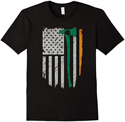 Men's Irish Firefighter T-Shirts For Saint Patrick's Day Large Black
