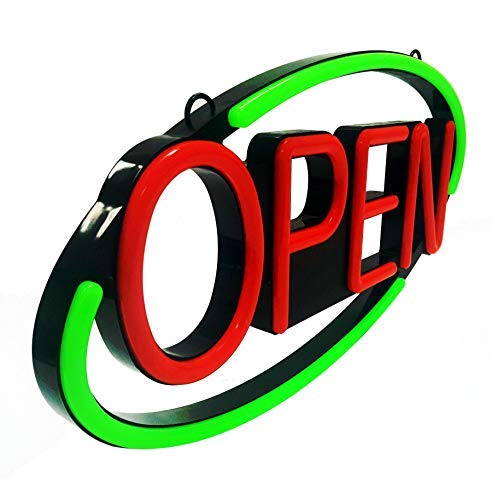 MaxLit 22.5'' X 11'' New Ultra Bright Oval LED Neon Sign - Open - Remote Controlled (Green/Red)