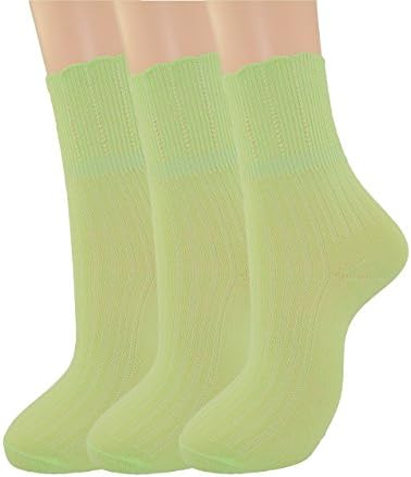 Womens Combed Cotton Socks Ankle Socks Ruffled Socks, Super Soft Multicolor May Choose 3 Pairs 317