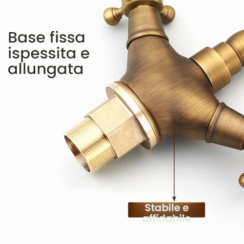 Vintage Kitchen Sink Tap, 360° Rotatable Brass Bathroom Sink Mixer Tap, Double Handle Bathroom Tap, Hot and Cold Tap, with Flexible Hose, Durable Design