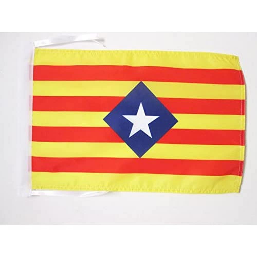 AZ FLAG - Catalonia Estelada Blava historic Flag - 18'' x 12'' - 100% Polyester Independentist Catalan Small Banner with Two Cords - Fade Resistant - Vivid Colors - 18x12 in - 45x30 Cm — image 1