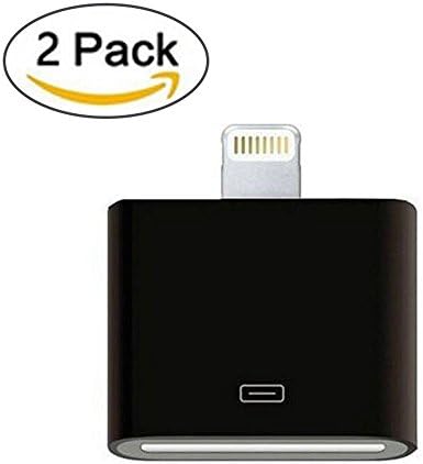 8 Pin to 30 Pin, 2 Pack Lightning 8-Pin Male to 30-Pin Female Adapter for iPhone 7, 7 Plus, 6S, 6S Plug, 5S, 5C, iPad (8Pin to 30 Pin Adapter Black)