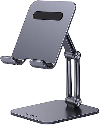 Supporto Tablet Regolabile da Tavolo, Porta Cellulare Scrivania in Alluminio Compatibile con Galaxy Tab, iPad 2022/2021 e Altri da 4.7-12.9"