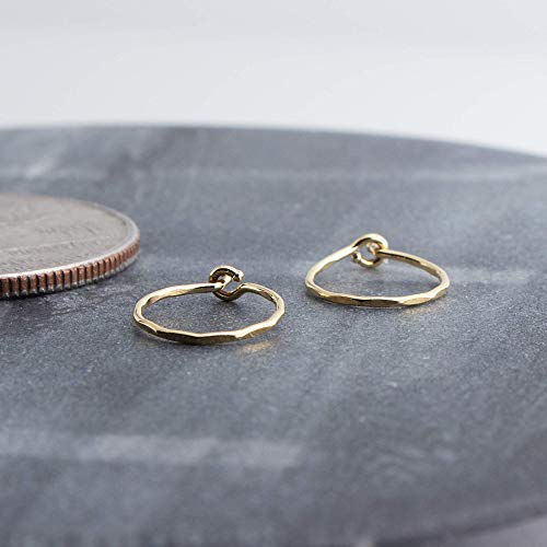 Extra Small Thin Gold filled Hoop Earrings Faceted Finish