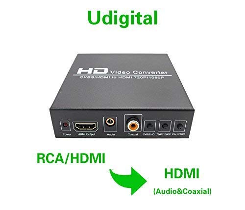 image for Udigital 1080P 3RCA CVBS L/R Audio or HDMI to HDMI Converter Box with 