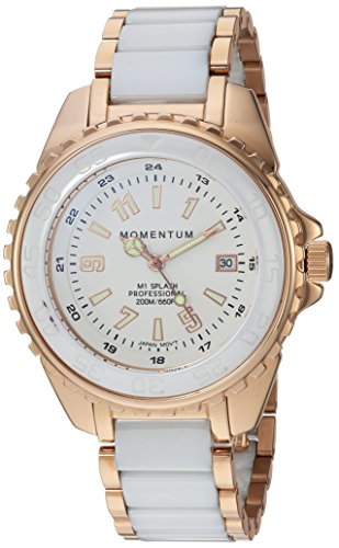 Momentum Womens Stainless Steel Japanese Quartz Diving Watch With