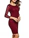ACEVOG Women Ladies Package Hip Knee Length Floral Lace Pencil Party Dress (X-Large, Wine Red)