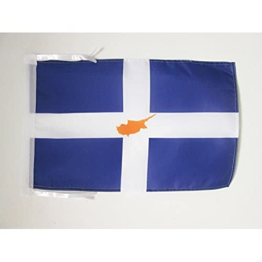 AZ FLAG - Greek Cypriots Flag - 18'' x 12'' - 100% Polyester Cypriot Greek Small Banner with Two Cords - Fade Resistant - Vivid Colors - 18x12 in - 45x30 Cm — image 1
