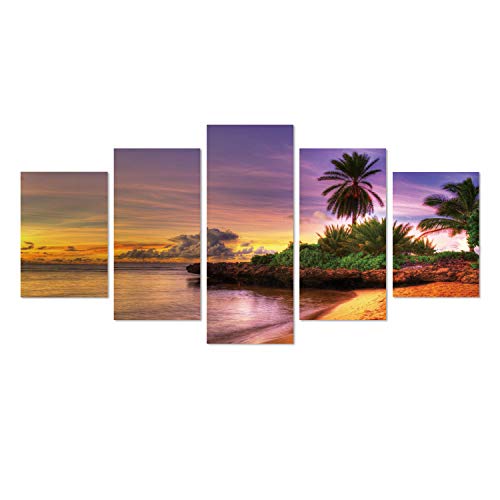 SuperDecor 5D Diamond Painting Kits Full Drill Diamond Embroidery Paintings Art DIY by Number Kits for Home Wall Decor, Beautiful Red Purple Seaside Sunset