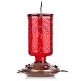 BOLITE 18005 Hummingbird Feeder, Glass Hummingbird Feeders, 5 Feeding Stations, 22 Ounces, Red Bottle