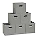 Household Essentials 84-1 Foldable Fabric Storage Bins | Set of 6 Cubby Cubes with Handles | Teafog, 6 lbs, Grey primary