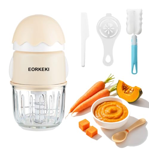 Licuadora para Papillas de Bebe, Procesador de Alimentos, Vidrio de Borosilicato Alto de Grado Alimentario, Cuchillas de Acero 316 de Grado Médico, Sin BPA, para Frutas Frescas, Verduras y Carne