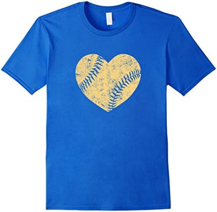 Men's I Love Baseball Sports Games Athletics Heart T Shirt Small Royal Blue