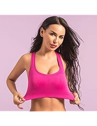 Gojinxi - Sujetador deportivo para mujer, sin costuras, cómodo, para gimnasio, yoga, espalda cruzada, con almohadillas extraíbles para entrenamiento, fitness