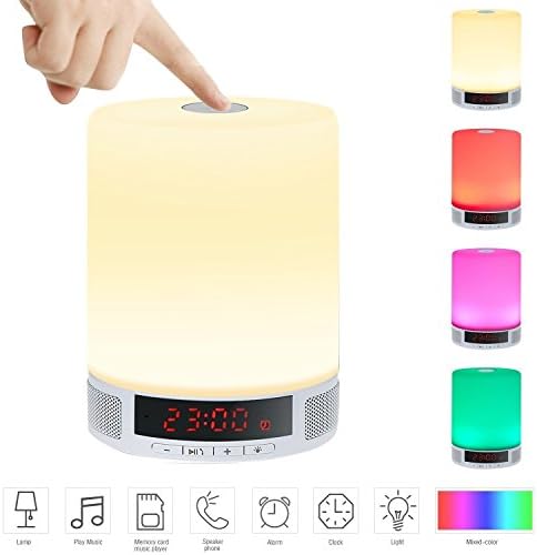 LUXONIC LED Bluetooth Speaker Portable Wireless Speakers with LED Table Lamp, Alarm Clock, Hands-Free Speakerphone with Mic, Support TF Card for Smartphones and All Audio Enabled Devices