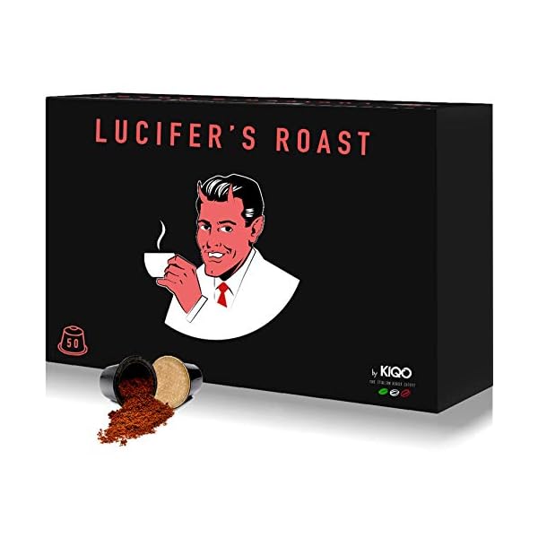 LUCIFERS ROAST 100x Kaffeekapseln f. Nespresso by KIQO aus Italien - sehr starker Espresso - säurearm - für kompatible…