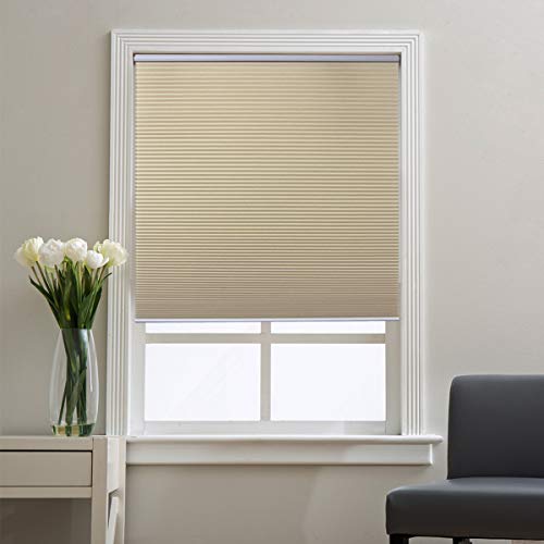 Honeycomb Shades Cellular Blinds Window Blinds and Shades Blackout Shades Fabric Blinds for Home and Office, Beige-White, 46x48