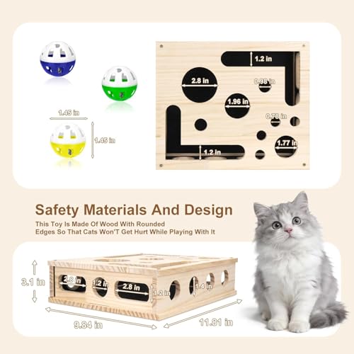 Last page® Cat Scratch Puzzle Enrichment Box, Maze Cat Nail File Scratcher & Built-in Sandpaper, Wooden Cat Nail File Enrichment Box, Stress-Free Alternative to Trimming Your Nails