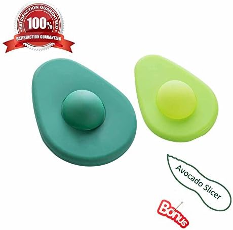 Avocado Savers, Silicone Food Storage, Set of 2, Bonus one 3 in 1 Avocado Slicer Tool(Green)