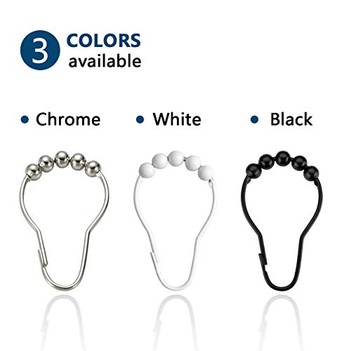 Bamyko 12PCS Shower Curtain Hooks Rings, Shower Curtain Rings, Stainless Steel Metal Glide Shower Hooks Rings for Bathroom Shower Rods Curtains - Polished Chrome - Thumbnail 3