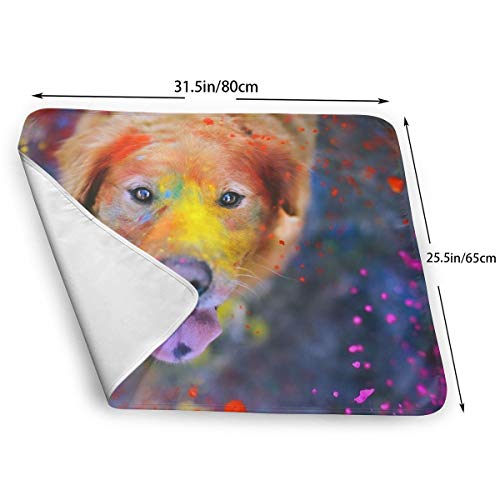 V5DGFJH.B Baby Portable Diaper Changing Pad Animals Dog Paint Splatter Urinary Pad Baby Changing Mat 31.5" x25.5''