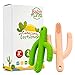 Baby Munka Cactus Infant Teether Soft Baby Training Toothbrush Silicone Flexible (2-Pack) 1-Green 1-Peach 100% BPA-Free