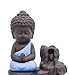 IN-001Blue The Little Monk Waterfall Backflow Homemade Buddha Incense Burner Tower Cones Sticks Holder Ash Catcher