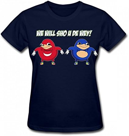 ZFADDS Ugandan Knuckles, Meme Funny Tshirt Trendy Print T-Shirts Valentine Women's Tee Navy