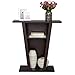 Topeakmart V Console Sofa Entry Table with Two Shelves Hall Furnishings, Espresso