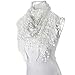 Yoyorule Fashion Lace Tassel Sheer Burntout Triangle Mantilla Scarf Shawl (White)