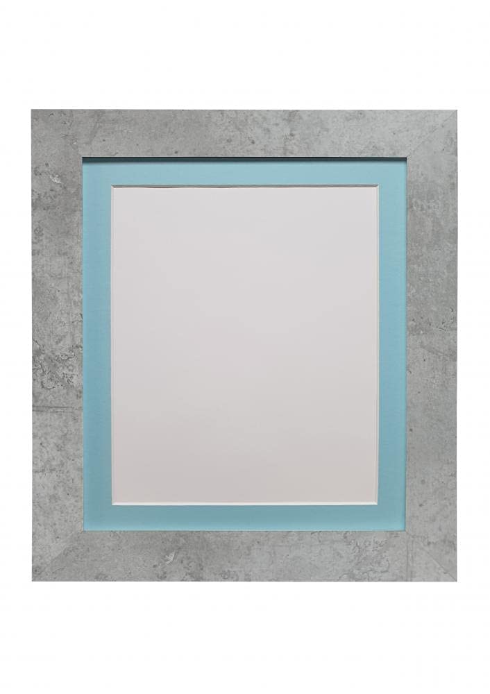 FRAMES BY POST Metro Picture Photo Frame Mineral Grey with Blue Mount 20 x 16 Inch Image Size 40 x 30 cm Plastic Glass