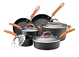 Rachael Ray Hard Anodized II Nonstick Dishwasher Safe 10-Piece Cookware Set, Orange (Kitchen)