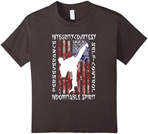 unisex-child Taekwondo Shirt 5 Tenets Taekwon-do Martial Arts Kick White 12 Asphalt