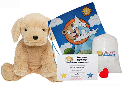 Make Your Own Stuffed Animal "Satin Lab Dog"- No Sew - Kit With Cute Backpack!