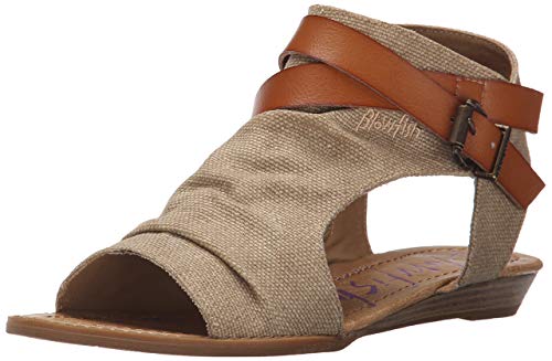 Blowfish Women's Balla Wedge Sandal, Desert Sand Rancher Canvas/Dyecut, 6 Medium US (Certified Refurbished)