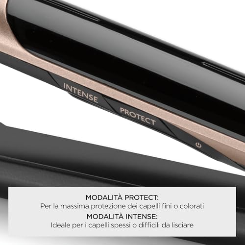 Piastra Capelli Super Smooth, funzione ionica anti-crespo, tappetino termo-resistente, Tecnologia Advanced Ceramic, Riscaldamento rapido, 6 temperature da 140°C a 235°C, ST393E