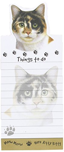 "Calico Cat Magnetic List Pads" Uniquely Shaped Sticky Notepad Measures 8.5 by 3.5 Inches