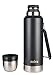 MIRA Classic Stainless Steel Vacuum Wide Mouth Thermos | Leak-proof Double Walled Insulated Work and Camping Flask | Beverage Bottle Keeps Your Drink Hot & Cold | 1.2 L (40 oz) | Black