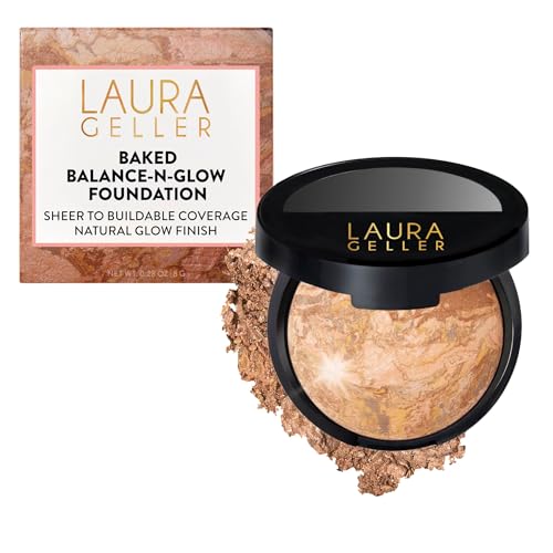 LAURA GELLER NEW YORK Baked Balance-n-Glow Illuminating Puder Makeup, Aufbaubare, Transparente bis Leichte Deckkraft, Baking Powder Foundation Make Up