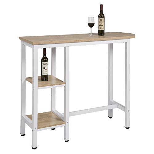 WOLTU BT31hei 1x Bartisch Bistrotisch Stehtisch Esstisch, Metallgestell, Tischplatte aus MDF, Hell Eiche, 130x40x100cm… – Bild 6