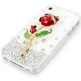 eFuture Rose Handmade 3D Fashion Bling Diamond Luxury crystal rhinestone hard cover case fit for iphone4 4G 4S +eFuture's nice Keyring