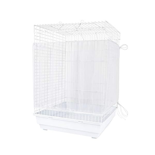 Furpaw Copertura per Gabbia in Rete di Nylon Guardia Voliera per Uccelli Pappagalli, Ventilata e Antipolvere - Bianco