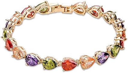 Genuine Rose Jewellery 18ct Rose Gold Plated multi coloured Crystal Quartz stones Bangle Bracelet With Swarovski Elements