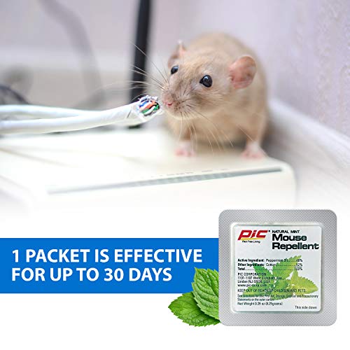 PIC Natural Mint Mouse Repellent (3-Pack), Effective Rodent Control Solution, Non-Toxic Mouse Deterrent, Mint Scented Mice Repellent, 180 Day Supply of Rodent Repellent for Cars & Homes, Rat Repellent - Thumbnail 3
