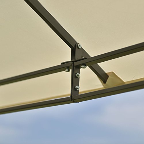 oldzon Outdoor 10'x10' Square Gazebo Canopy Tent Shelter Awning Garden Patio Beige with Ebook
