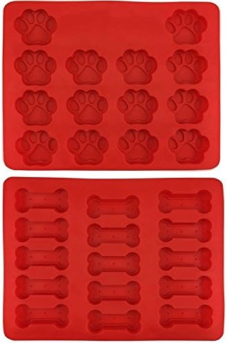 GYBest Food Grade Large Ice Cube Trays, Silicone Baking Molds, Dog Bone and paw print baking molds ( Pack of 2)