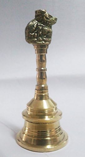 3.5" Hand Held Service Bell - 3.5 Inch Pooja Bell - Brass Bell for Puja