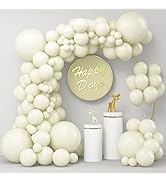 Ivory White Balloons 100Pcs, 18 12 5 Inch White Balloons Different Sizes Latex Balloon, Matte Ivo...